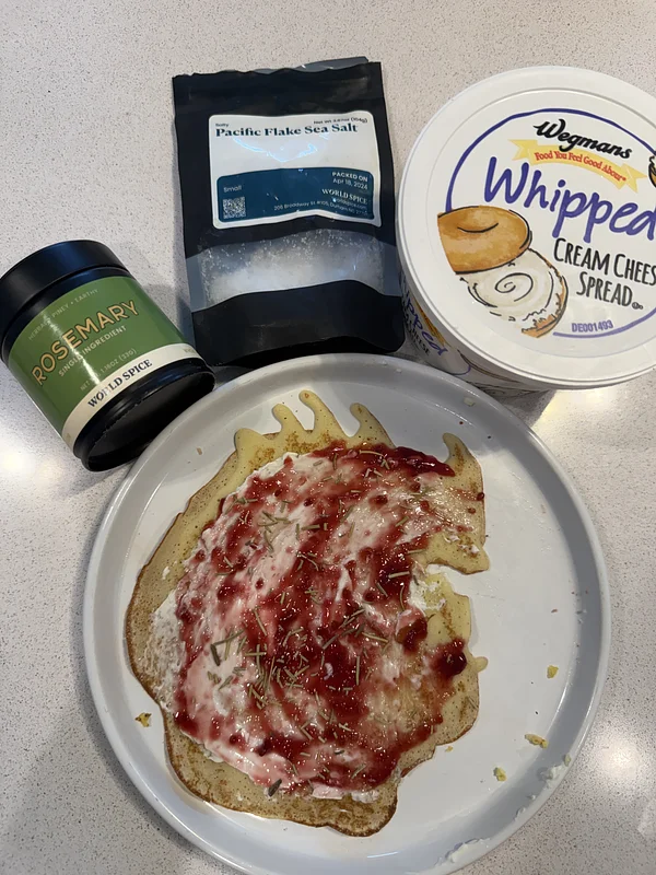 Rosemary on Jam and Cream Cheese