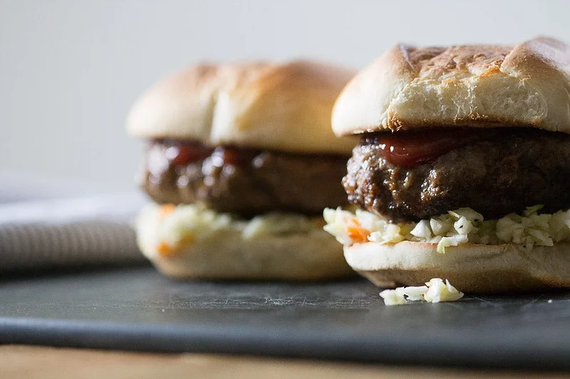 Tar Heel Sliders with Carolina Slaw