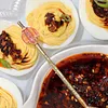 Pink Chili Crisp Deviled Eggs